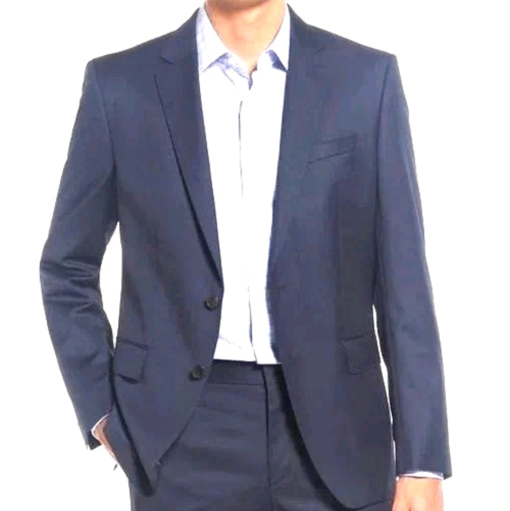 Hugo Boss Blazer Size 44 Long Blue Virgin Wool Super 110 Slim Fit H Huge 224